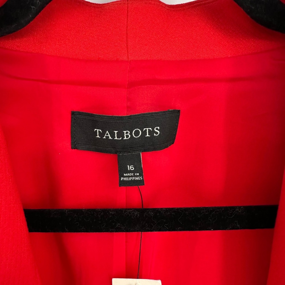 NWT TALBOTS $169 Solid Red Lined Open Front Lapel… - image 2